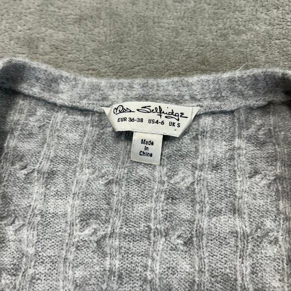 miss selfridge cable v neck fitted sweater midi dress pale gray heather size 4-6 - Picture 2 of 11